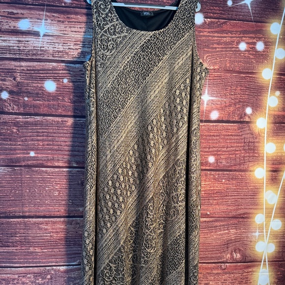 MSK Women Gold & Black Shimmering Lined Dress. Size XL - Picture 2 of 10